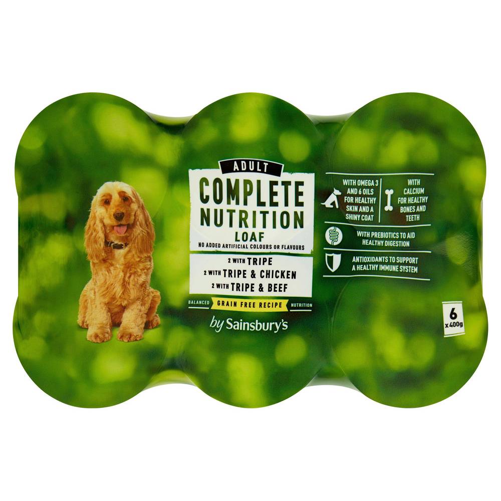 Sainsbury's Complete Nutrition Adult Dog Food Loaf with Tripe Selection 6 x 400g