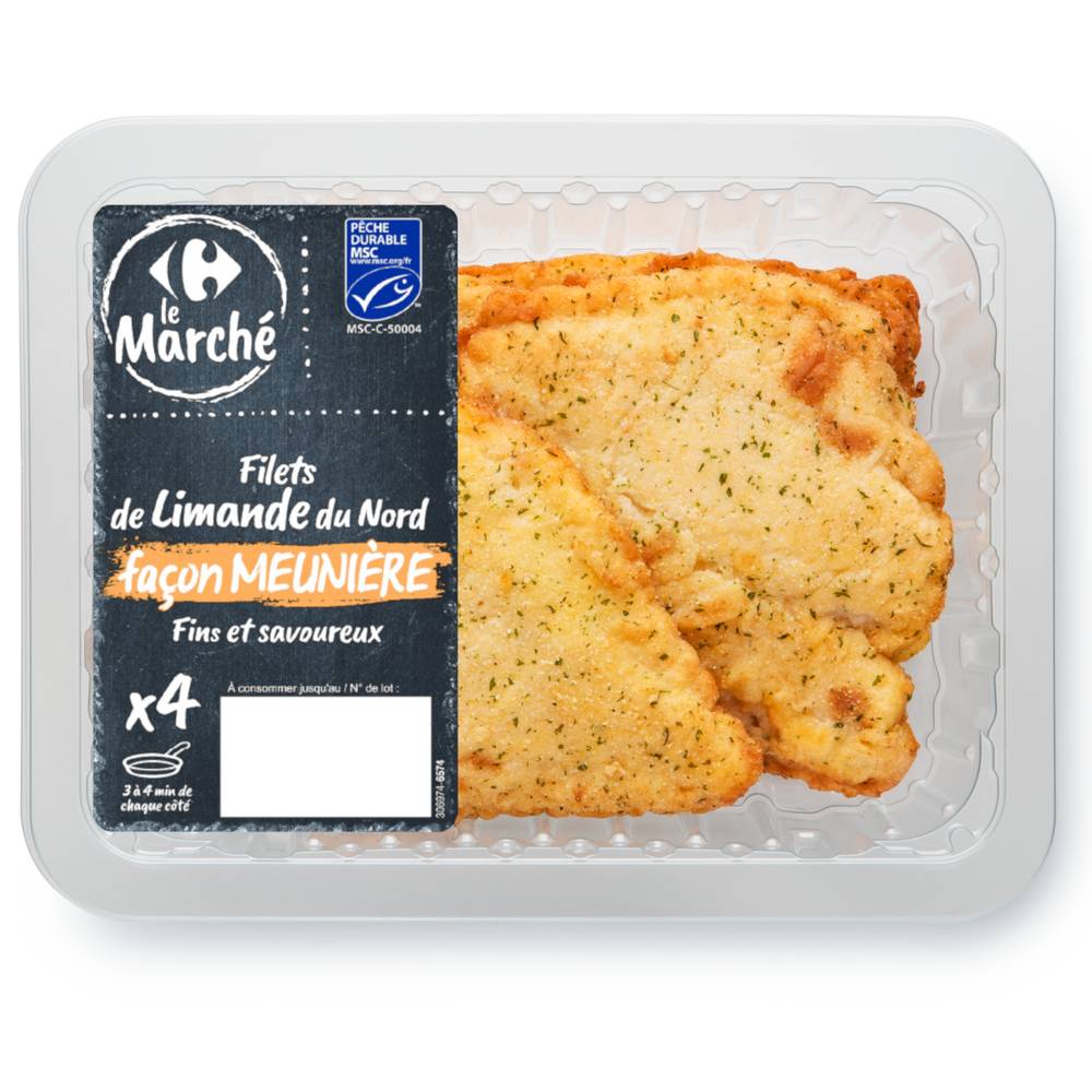 Carrefour Le Marché - Filets de limande du nord msc meunière cuits