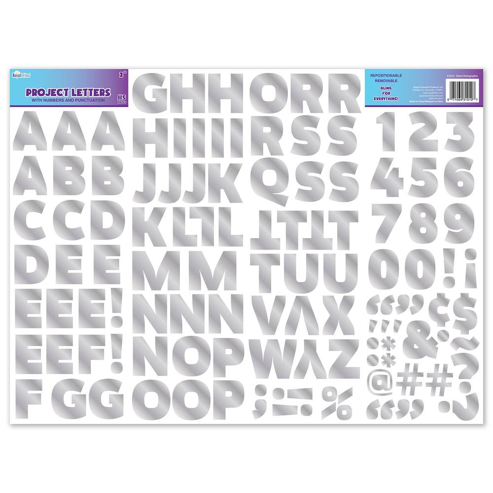 Royal Brites Holographic Foil Project Letters & Numbers Stickers (2 inch)