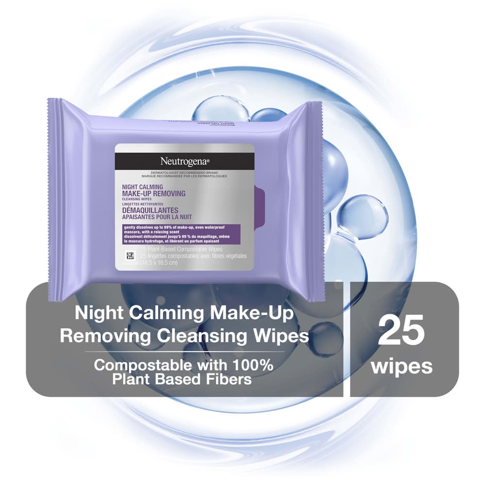 Neutrogena Make-Up Removing Cleansing Wipes, Night Calming, 25 Count (200 g)