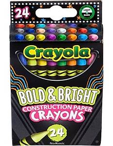 Crayola Bold & Bright Construction Paper Crayons, Assorted Colors, 24/Box (523463)