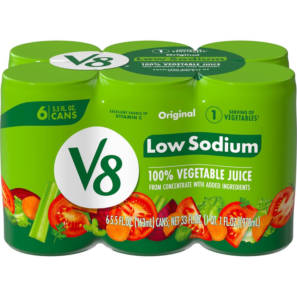 V8 Low Sodium Original Vegetable Juice (6 pack, 5.5 fl oz)