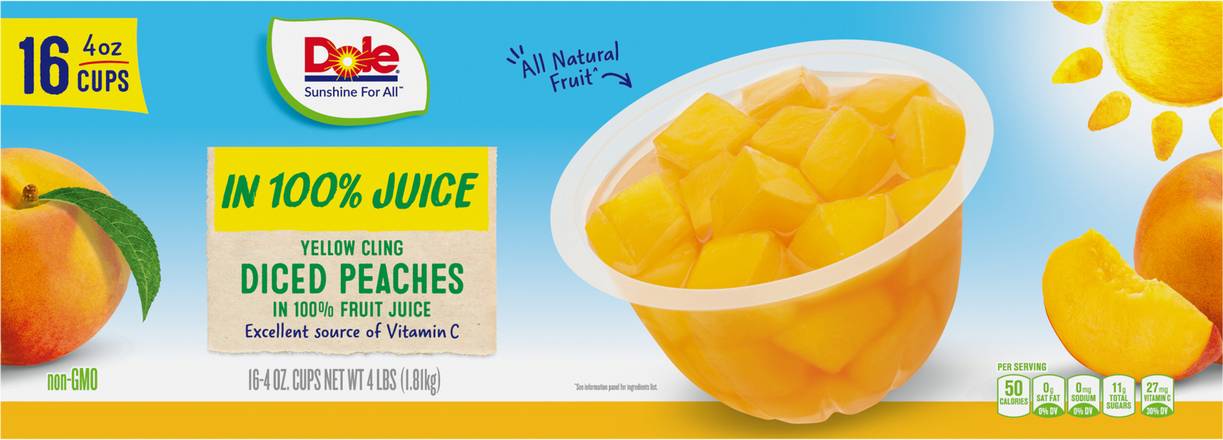 Dole Diced Peaches in 100% Fruit Juice (16 ct)