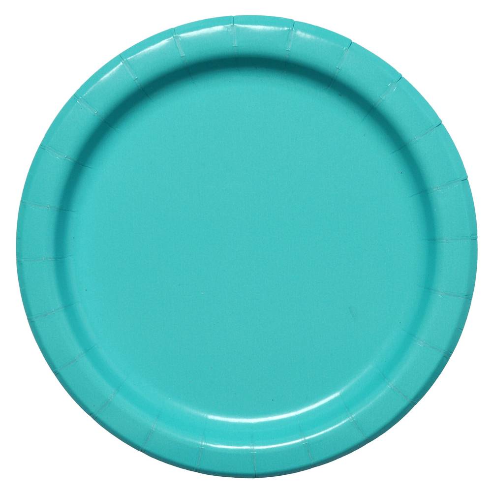 6.75" Teal Round Paper Plates, 18 Pack