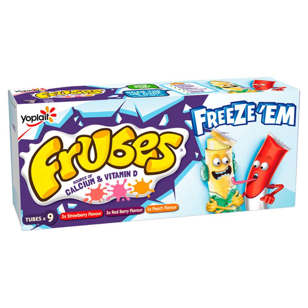 Frubes Strawberry,  Red Berries and Peach Yogurt Tubes 9x37g