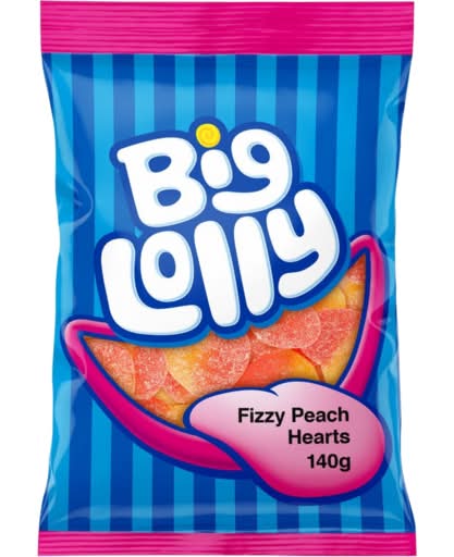 Big Lolly Fizzy Peach Hearts 160g