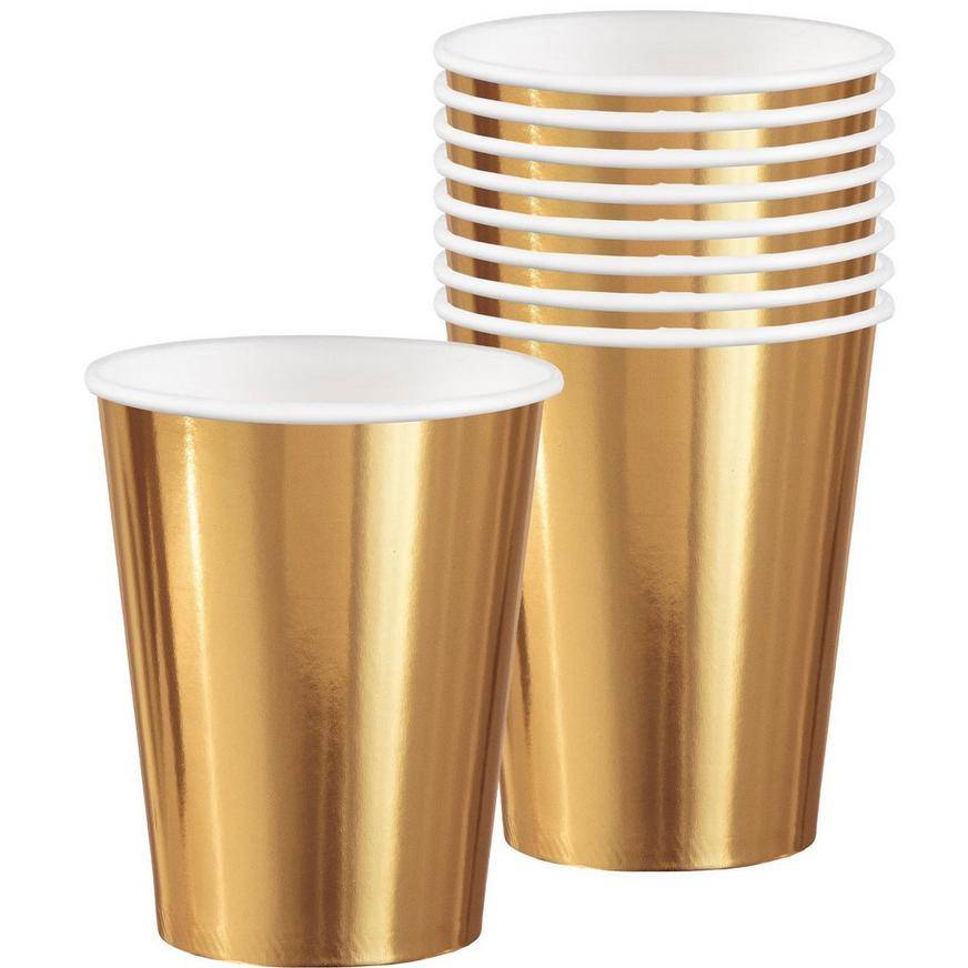 Amscan Metallic Paper Cups 12 oz, Gold (8 ct)