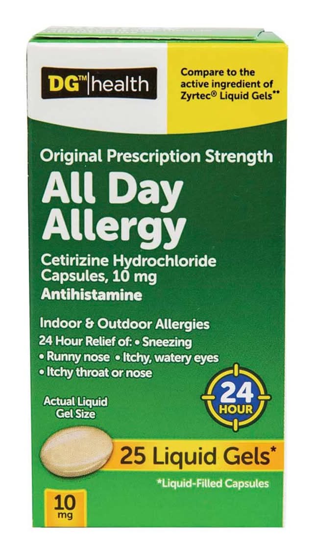 Dg Health All Day Allergy Relief Liquid Gel Capsules 10 Mg 25 Ct