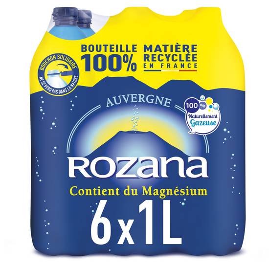 Rozana - Eau minérale naturelle gazeuse (1 L, 6 pièces)