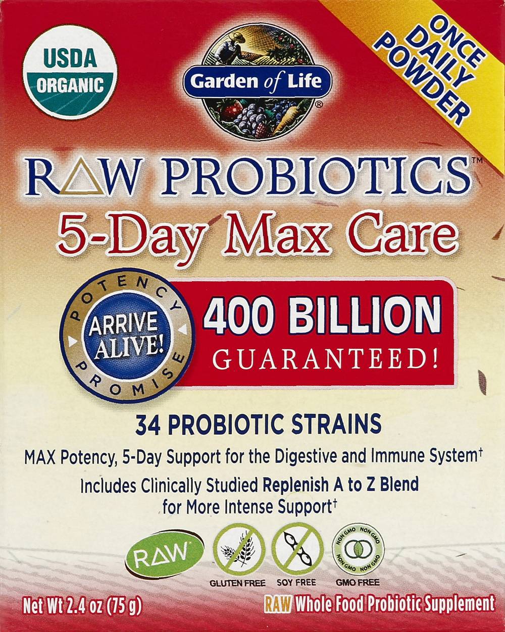 Garden of Life 5-Day Max Care Probiotic Powder (2.4 oz)