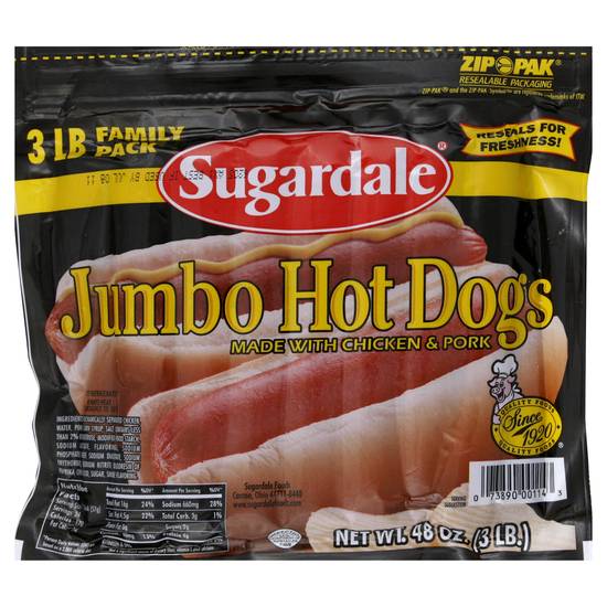 Sugardale Jumbo Hot Dogs With Chicken & Pork (48 oz)