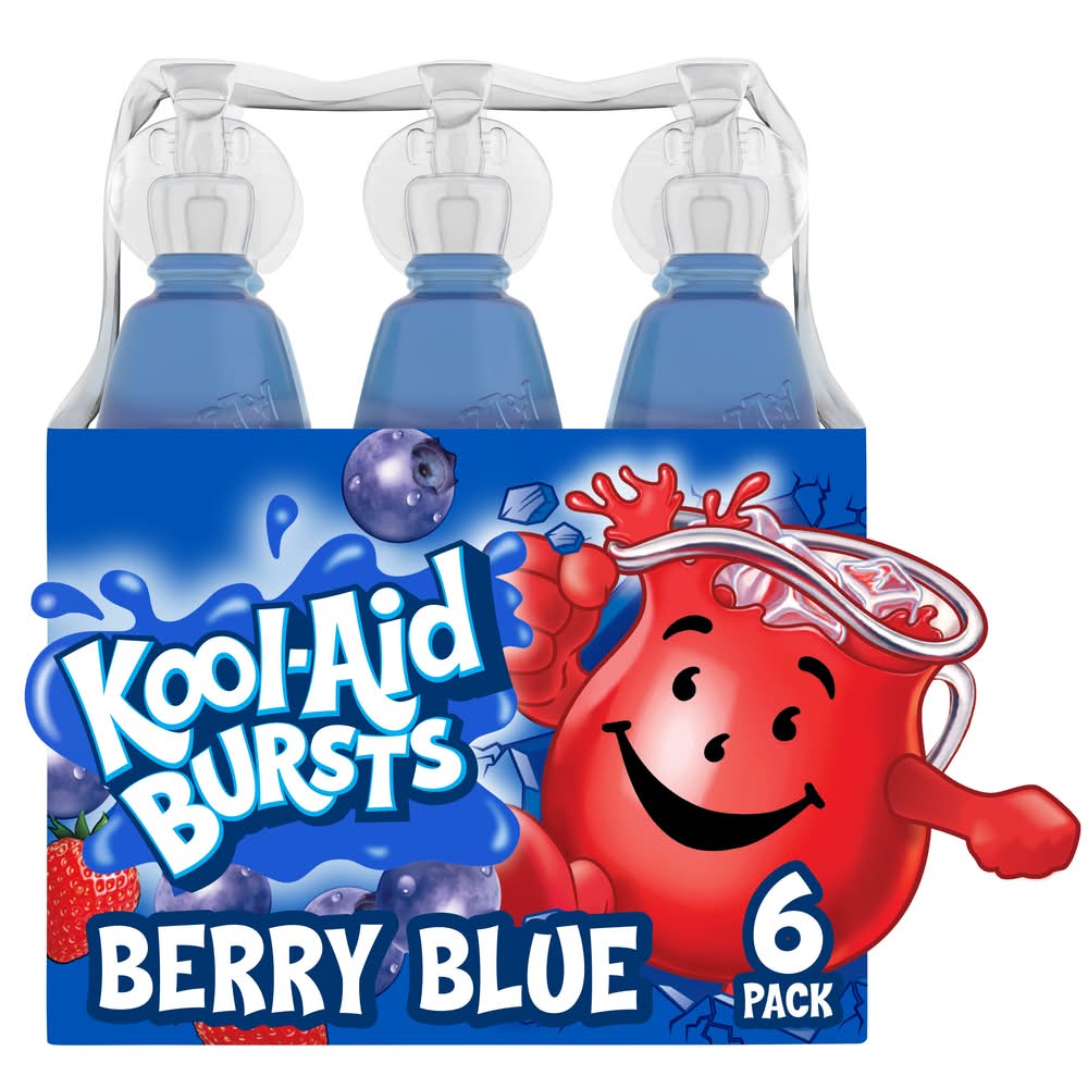 Kool-Aid Bursts Flavored Soft Drink, Berry Blue (6 x 6.75 fl oz)