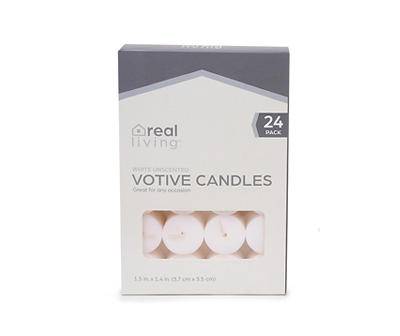 White Unscented Votive Candle, 24-Pack