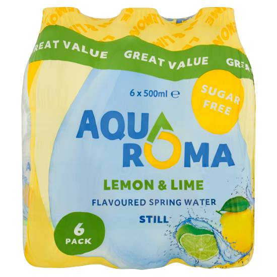 Aqua Roma Still Lemon & Lime Flavoured Spring Water 6 X 500ml