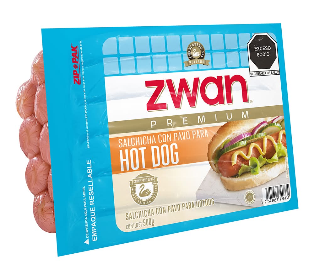 Zwan · Salchicha premium de pavo para hot dog (500 g)