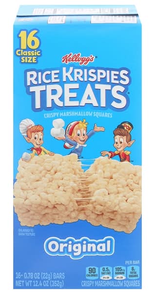 Rice Krispies Treats , Crispy Marshmallow Squares, Original, Classic Size