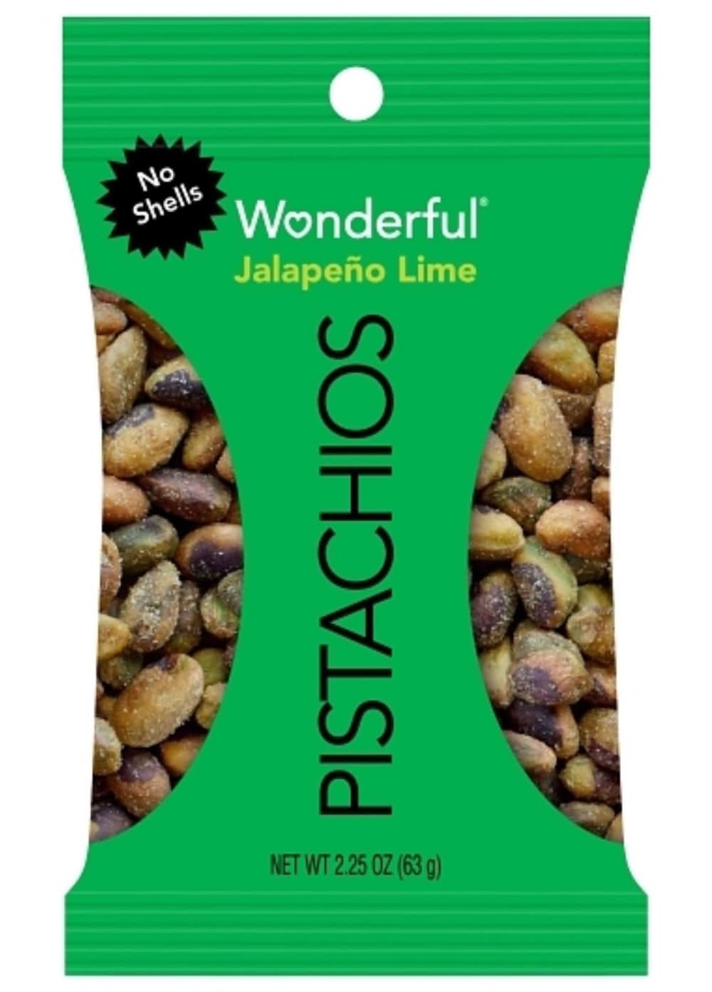 Wonderful No Shell Jalapeno Lime Pistachios 2.25 Oz Bagged