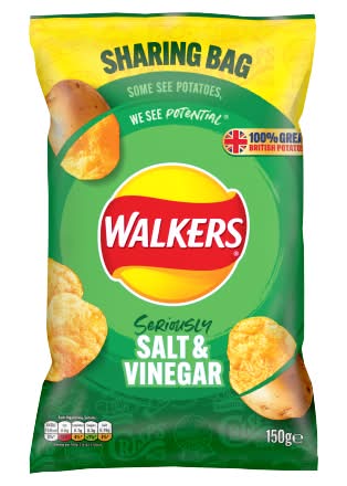 Walkers Crisps Salt & Vinegar Potato Chips (150g)