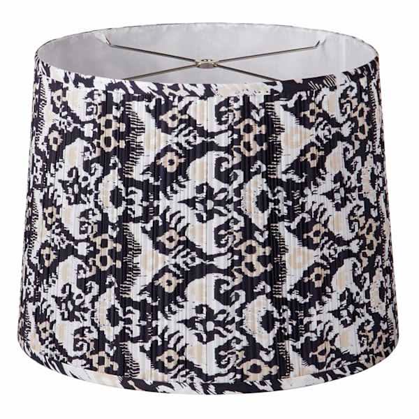 Black Pleated Patterned Tapered Lamp Shade, 12"