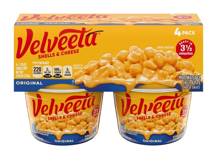 Velveeta Original Microwaveable Shell Pasta & Cheese Sauce (4 x 2.39 oz)