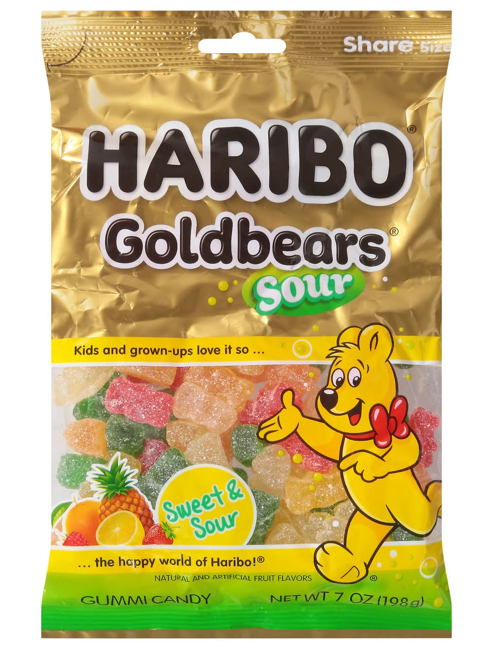 Haribo Sour Goldbears Gummi Candy, Orange-Strawberry-Pineapple-Lemon-Raspberry (7 oz)