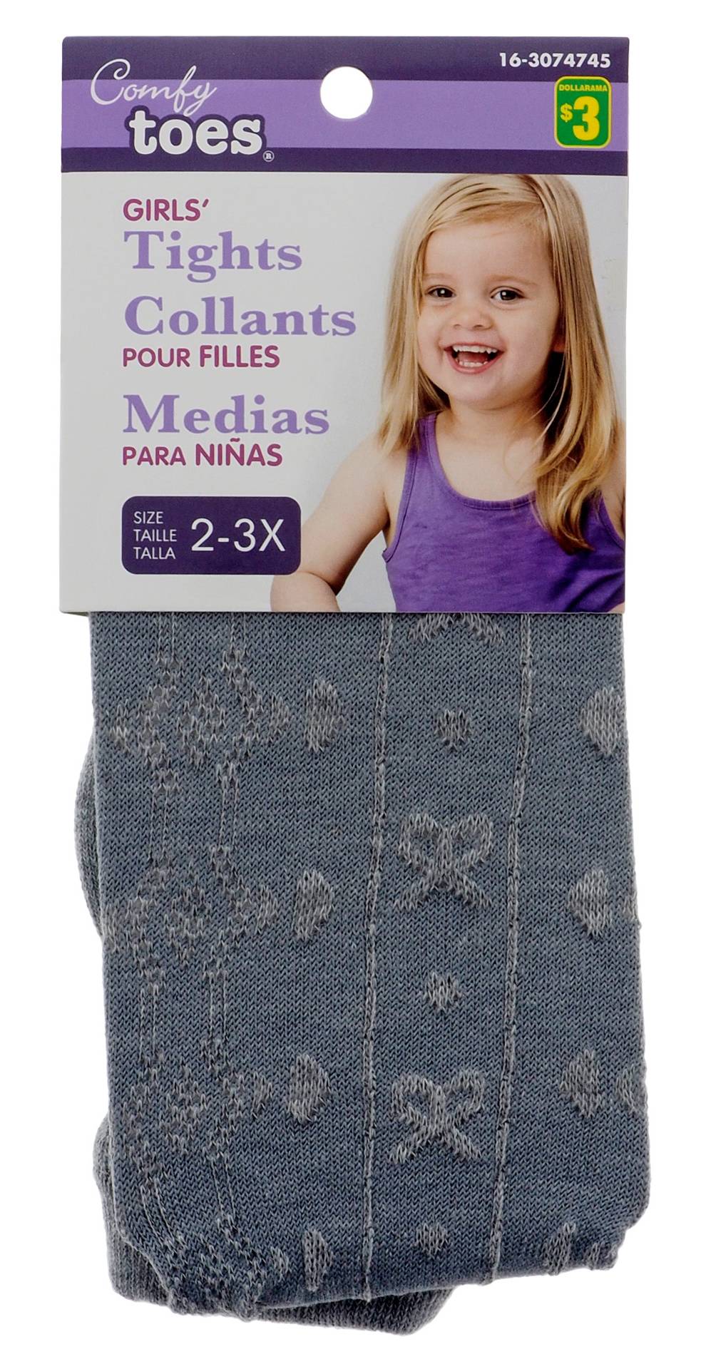 Dollarama Comfy Toes Girls Toddler Tights, Size 2-3X