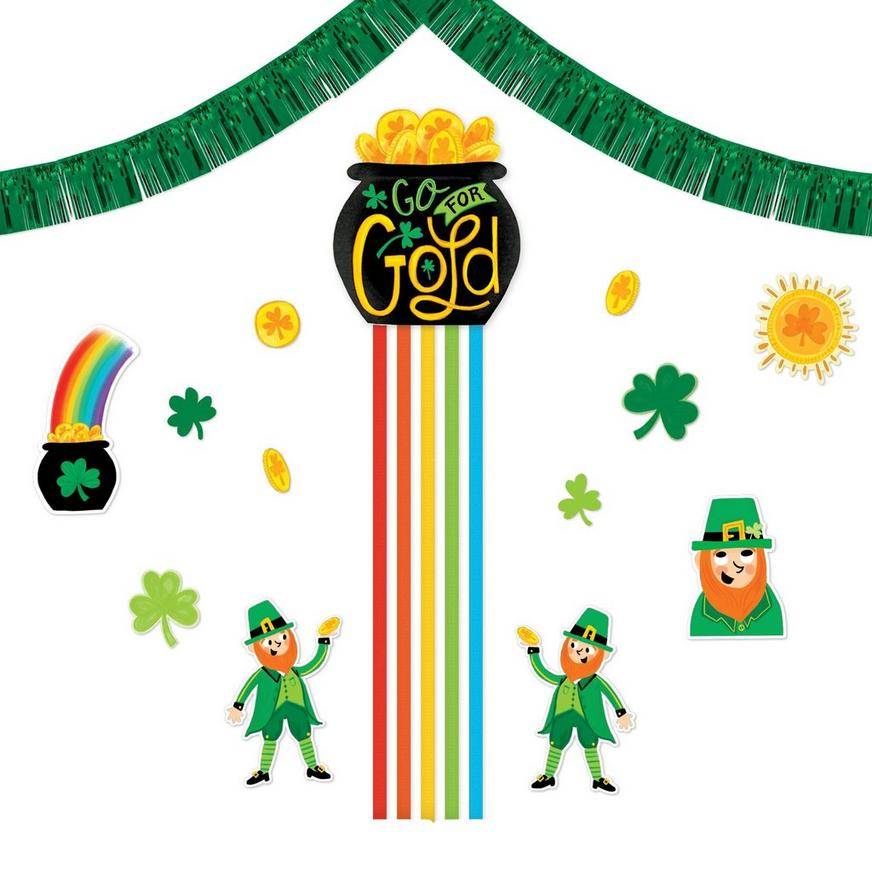 St. Patrick's Day Leprechaun Cardstock Foil Wall Decorating Kit, 15pc