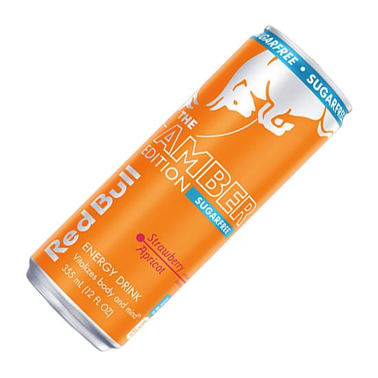 Red Bull Sugar Free Energy Drink Amber Edition Apricot Strawberry 12oz