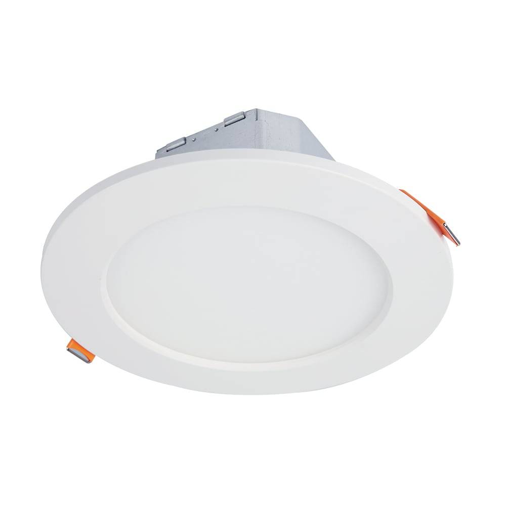 HALO Matte White 6-in 900-Lumen Switchable White Round Dimmable LED Canless Wet Rated Recessed Downlight | CJB6099FS1EMWR