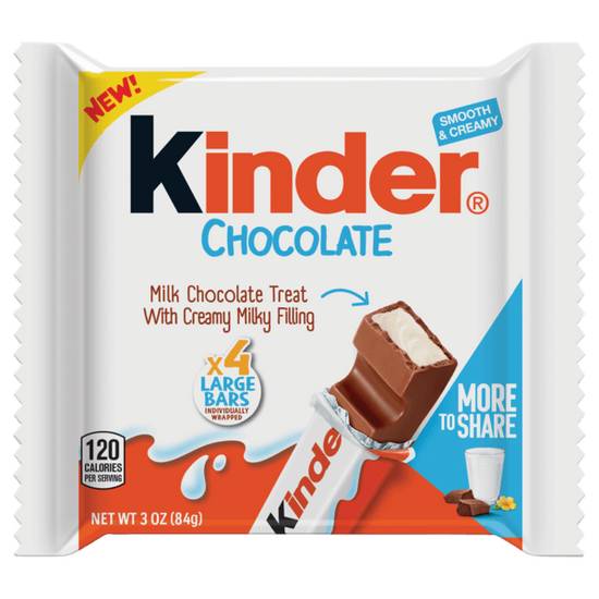 Kinder Milk Chocolate Bars With Creamy Milky Filling 3oz