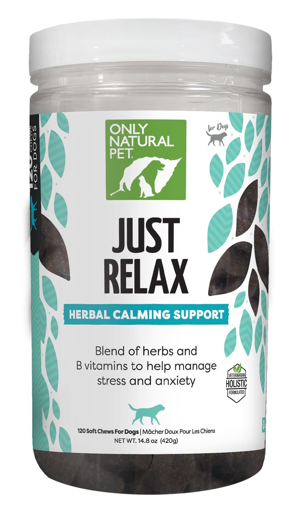 Only Natural Pet Just Relax Herbal Anxiety & Stress Calming Chews for Dogs, Bacon, 60 & 120 CT