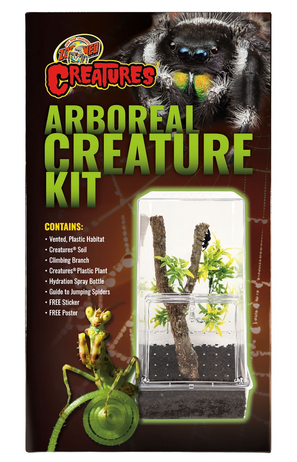 Zoo Med Creatures® Arboreal Habitat Terrarium Kit - Invertebrate Terrarium Starter Kit - 6x6x13 (Size: 6\"L X 6\"W X 13\"H)