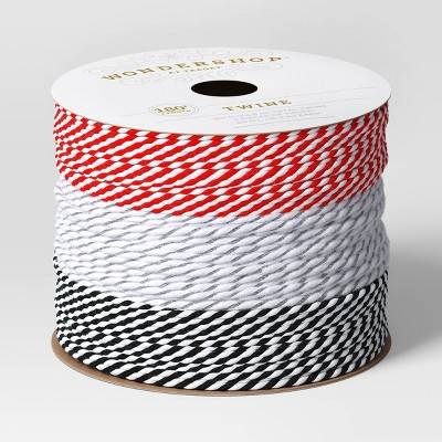 3 End Christmas Baker's Twine 180' Black/White/Red - Wondershop™