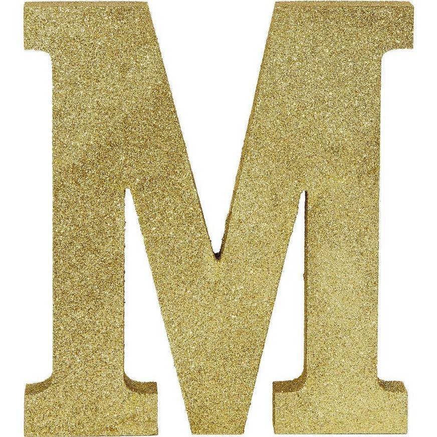 Glitter Gold Letter M Sign
