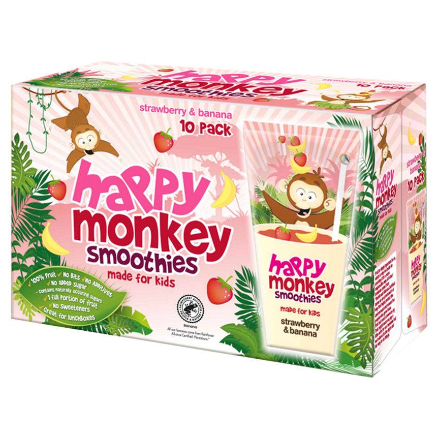 Happy Monkey Smoothies Strawberry & Banana 10 x 180ml