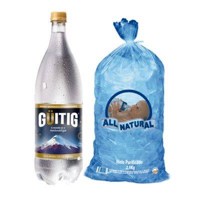 Promo hielo all natural 2.5kg + guitig 1.5l