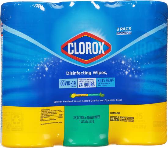 Clorox Crisp Lemon Fresh Scent Disinfecting Wipes (105 ct)
