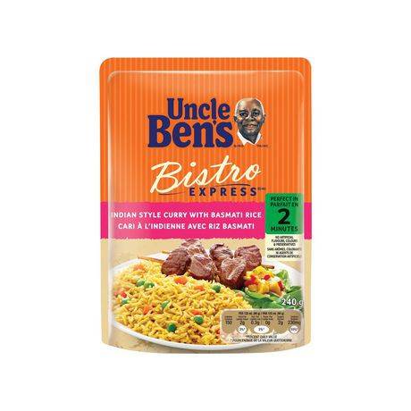 Cari à l'indienne avec du riz basmati bistro express(md) de uncle ben's,  240g pour 2 personnes. (parfait en 2 minutes.) - uncle ben's bistro express  indian style curry with basmati rice (240