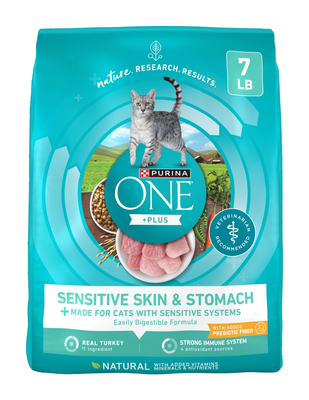 Purina One +Plus Sensitive Skin & Stomach Dry Cat Food (7 lbs)