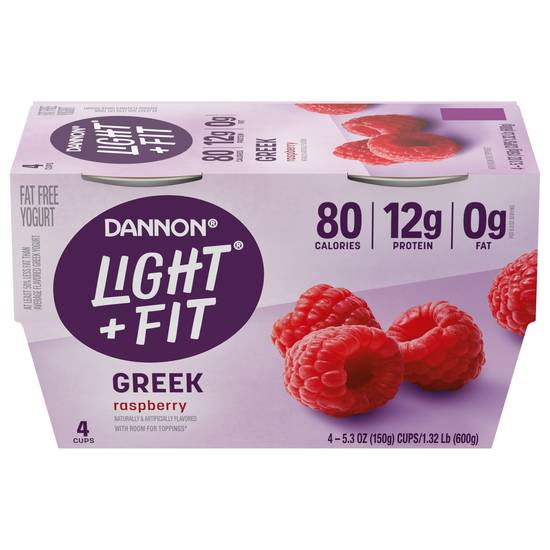 Dannon Light + Fit Greek Yogurt Raspberry Cups (4 ct)