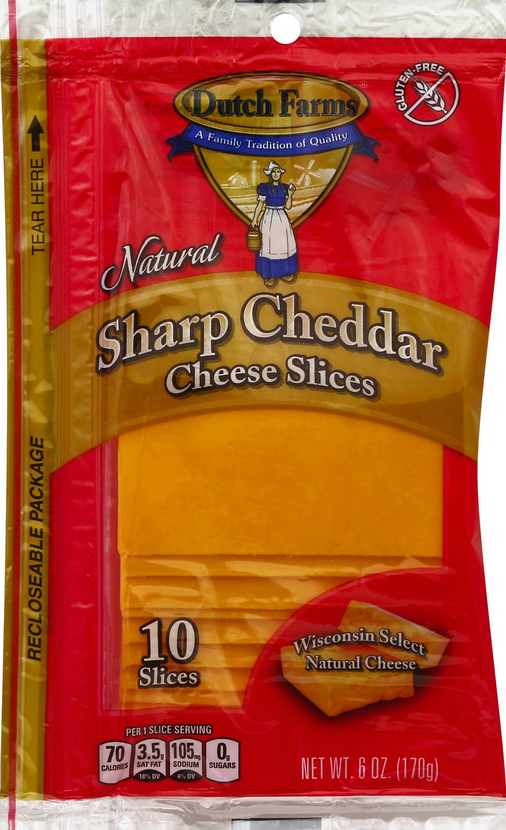 Dutch Farms Natural Sharp Cheddar Cheese Slices (6 oz)