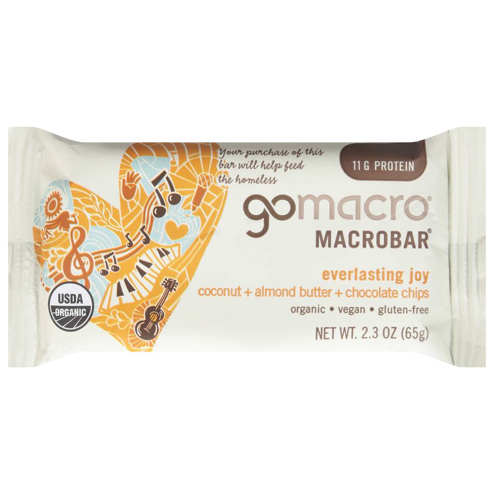 GoMacro Macrobar Organic Vegan Protein Bar, Coconut-Almond Butter-Chocolate Chips (2.3 oz)