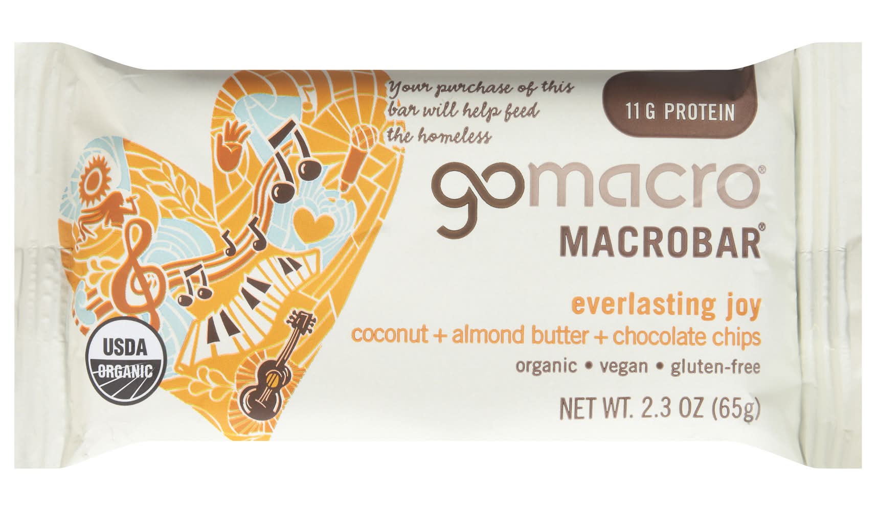 GoMacro Macrobar Organic Vegan Protein Bar, Coconut-Almond Butter-Chocolate Chips (2.3 oz)