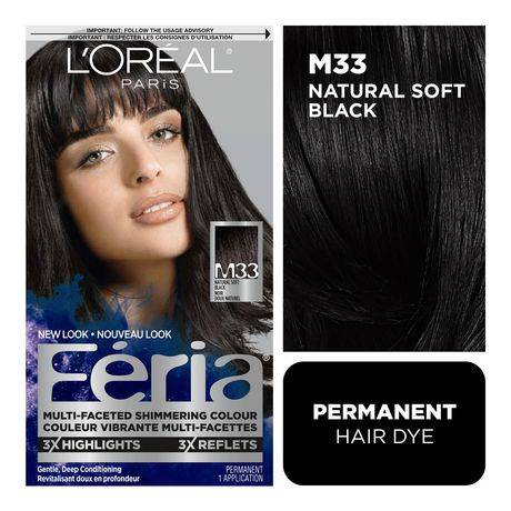 L'Oréal Féria High Intensity Shimmering Hair Colour, M33 Natural Soft Black