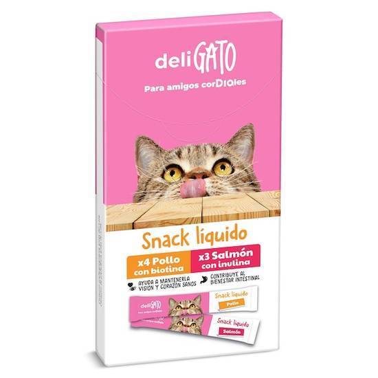 Snack para Gatos Líquido de Pollo y Salmón deligato Bolsa (105 g)