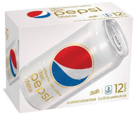 Pepsi cola diet sans caféine (12 x 355 ml) - caffeine free diet cola soft drink (12 x 355 ml)