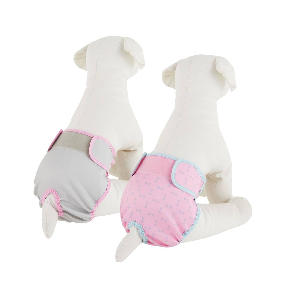 Top Paw Bow Washable Diaper Cover Ups For Dogs (2 ct) (medium/pink, light blue)