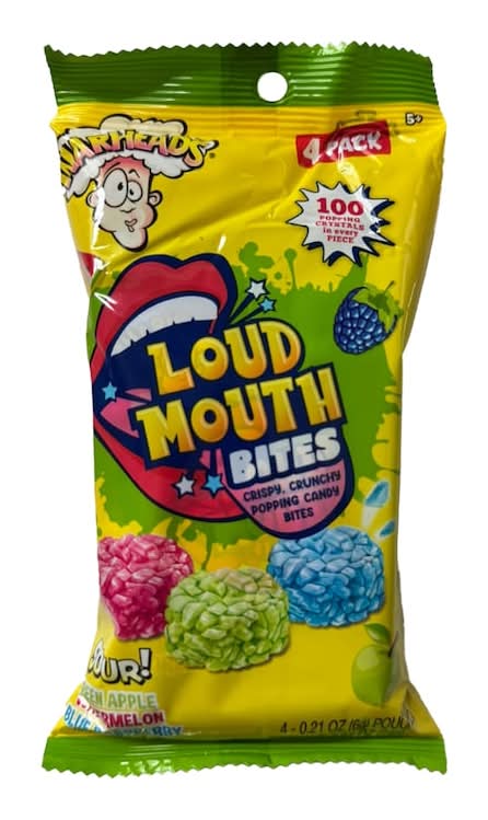 Warheads Loud Mouth Bites, Green Apple Watermelon Blueberry (0.84 oz, 4 ct)