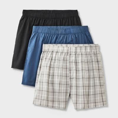 Dealworthy Mid Rise Woven Boxers, Men, XL, Blue-Black (3 ct)