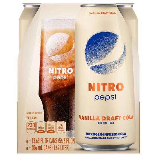Pepsi Nitrogen Infused Draft Cola (4 pack, 13.65 fl oz) (vanilla)